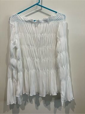 NWT Maternity Sheer Off-Shoulder White Long-Sleeve Blouse